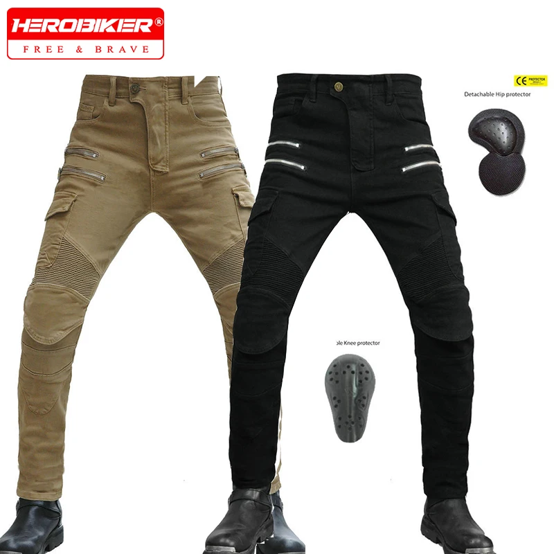 

Motorcycle Jeans Men's and Women's Motorcycle Workwear Pants Multi-bag Riding Pants Zipper Casual Pants with CE Protective Gear