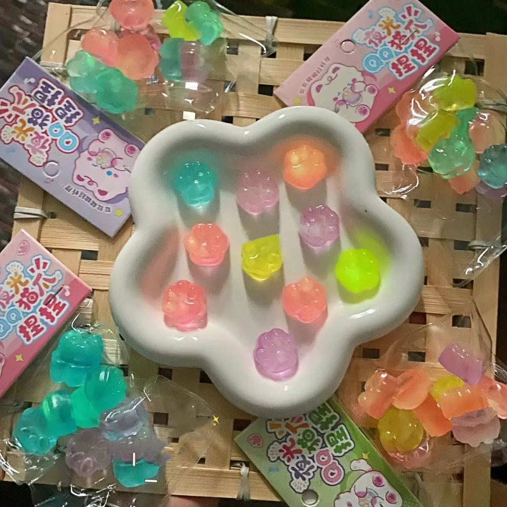 Kawaii Mini Fidget Toy Transparent Cat Paw Squeeze Toy Slow Rebound Blingbling Squishy Toy Gift Fidget Toy Cat Paw Gift
