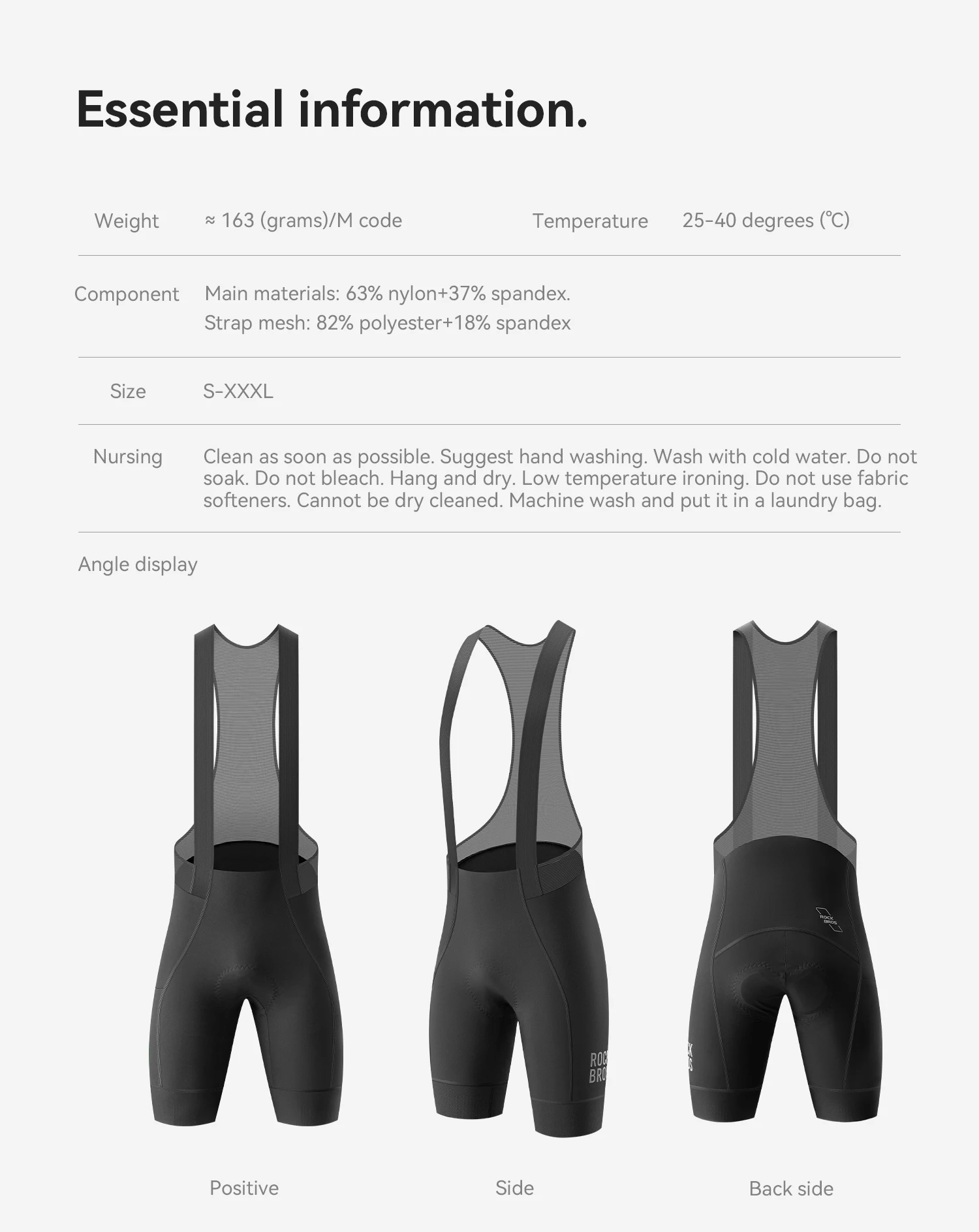 ROCKBROS Fahrrad-Trägerhose für Herren, Sommer, atmungsaktiv, bequem, hochelastisch, mit 3D-Stoßdämpfung – Detail 4