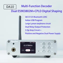 DA10 Dual-core ES9038 DSD512 Bluetooth 5.1 USB Decoder HIFI Audiophile DAC Earphone Amplifier