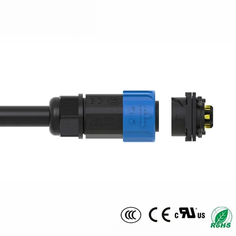 50A 2+4 Charging Plug Waterproof M23 E-Bike Lithium Battery Male Female Connector Outdoor Electric Vehicle Charging Port Adapter