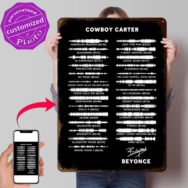 Beyonce 3D Texture Printed Poster Custom Vintage Metal Tin Plate Sign for Wall Art Gaming Room Decoration Cozy Bar Accessories