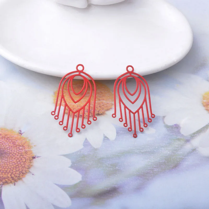 30 Stück AB8768 21*36mm Messing-Fächeranhänger Dünner Anhänger DIY Schmuck Ohrring-Zubehör – Detail 8