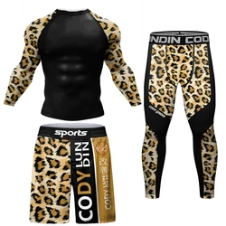 MMA Compression T Shirt+Shorts Men Rashguard Jiu Jitsu T Shirts Sport Quick Dry Gym Muay Thai Sweater Pants Bjj Boxing Jerseys