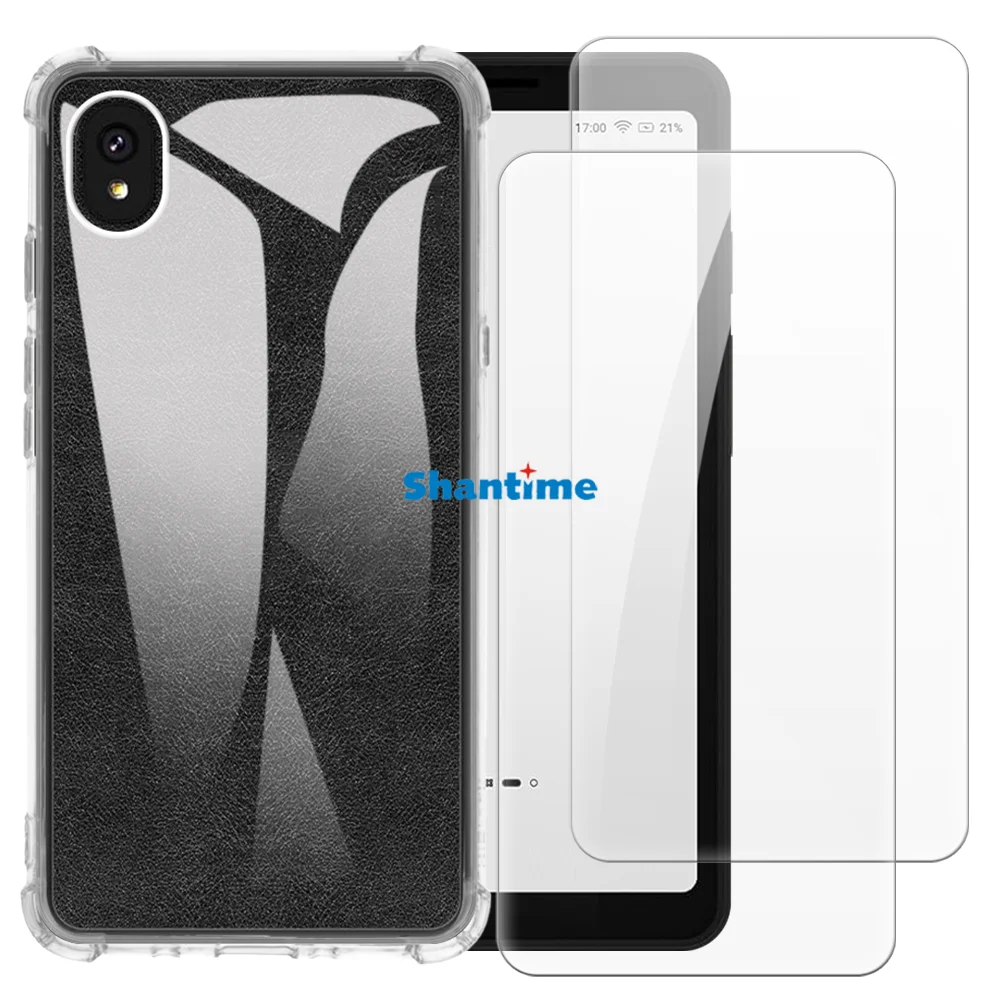 ソフトケース + Bigme Hibreak S 4G 用強化ガラススクリーンプロテクター 2 パック 全面保護