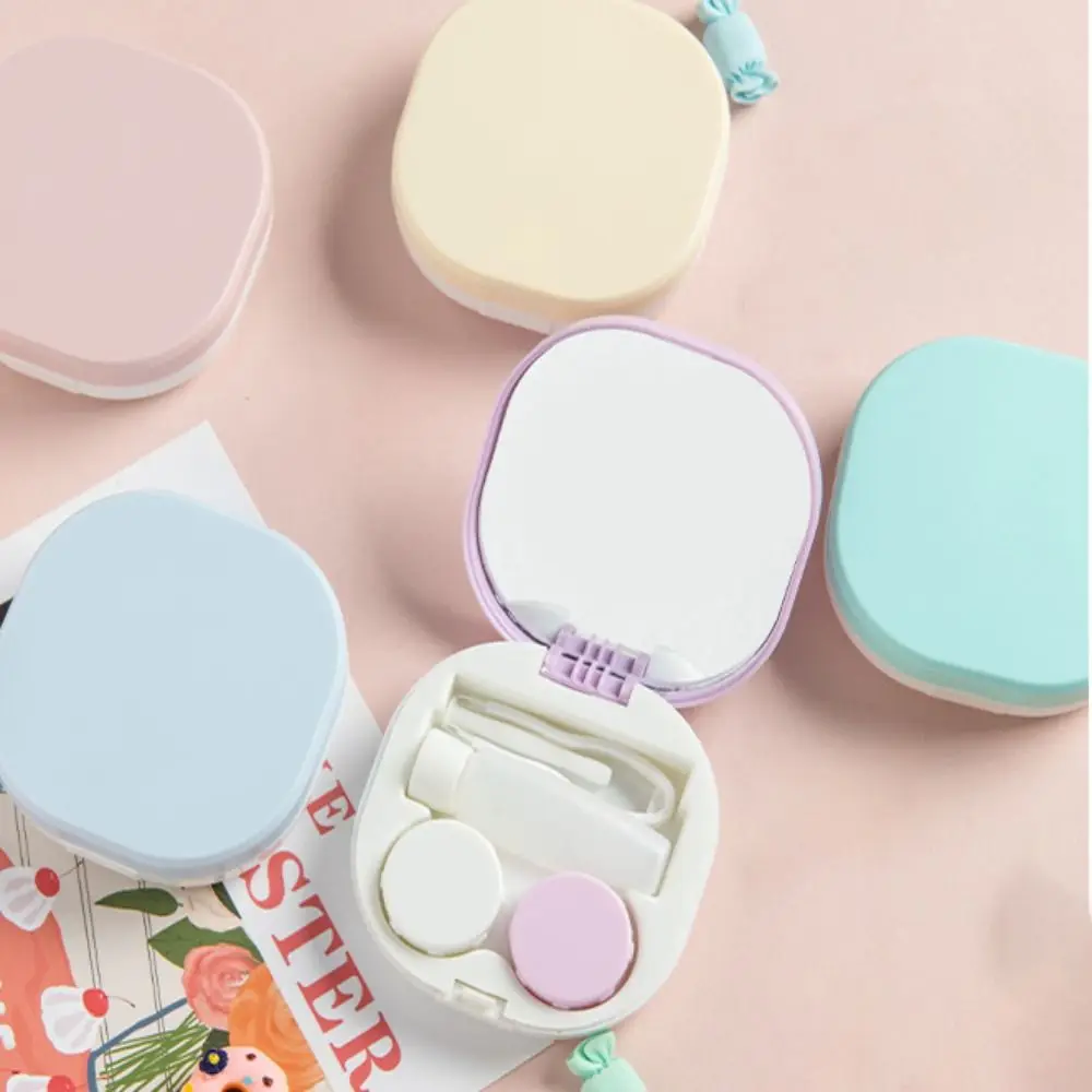 

Macaron Color Contact Lens Case Mini with Mirror Tweezer Contact Lens Container Box Leak-proof Storage Care Holder Travel