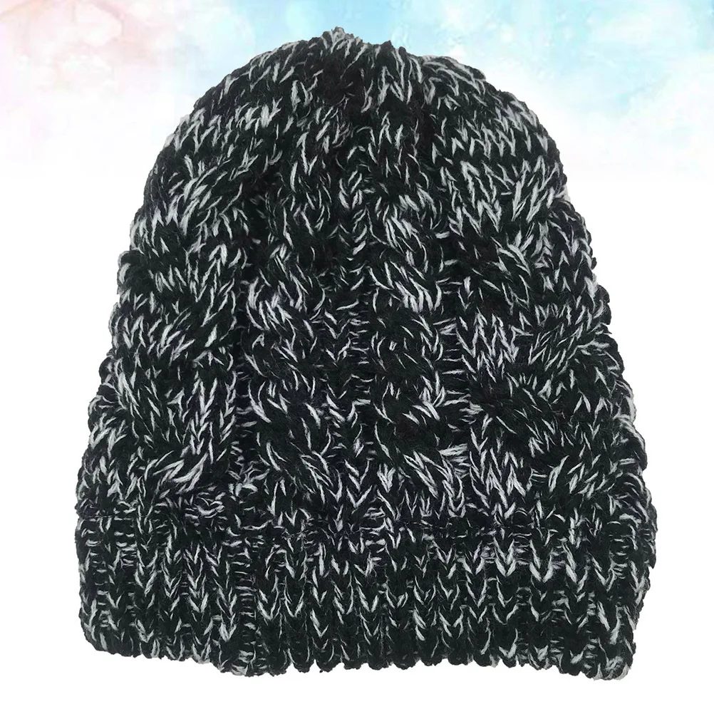 

Knit Hat For Women Dark Grey Winter Beanie Warm Ponytail Friendly Stretchy Messy Bun Cap Autumn Winter Fashion Gift