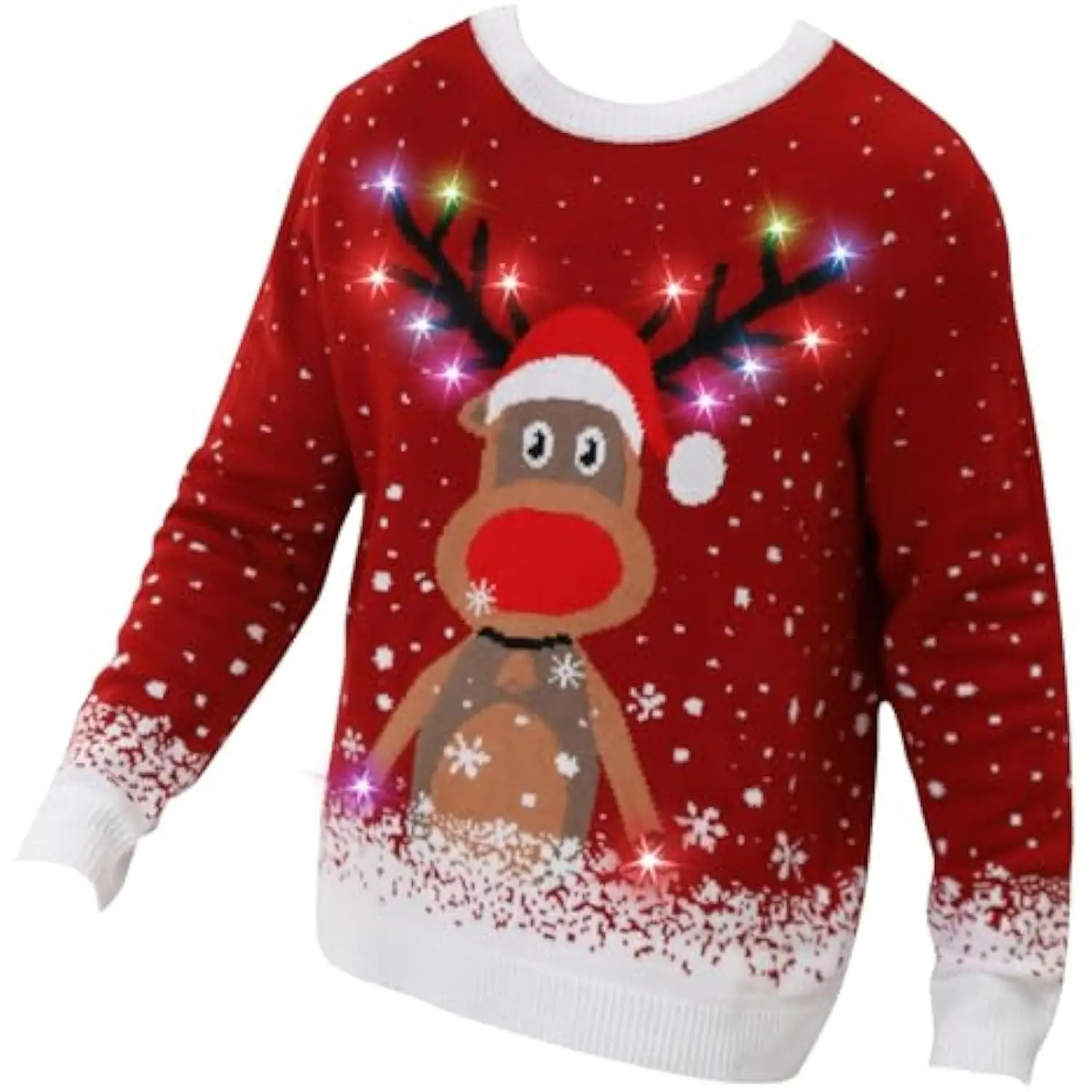 2024 new Ugly Christmas Sweater Women Men 2024,Light Up Christmas Sweater,Funny Cute Reindeer Unisex Xmas Tacky Sweater Couples