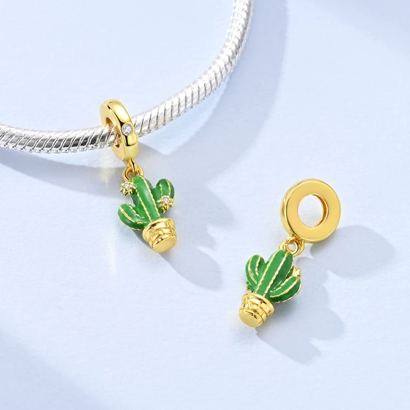 Heiße Goldene Serie 925 Sterling Silber Charms Anhänger Perle Liebe Familie Zirkon Charms Passend für Original Armband Frauen DIY Schmuck Geschenk – Detail 23