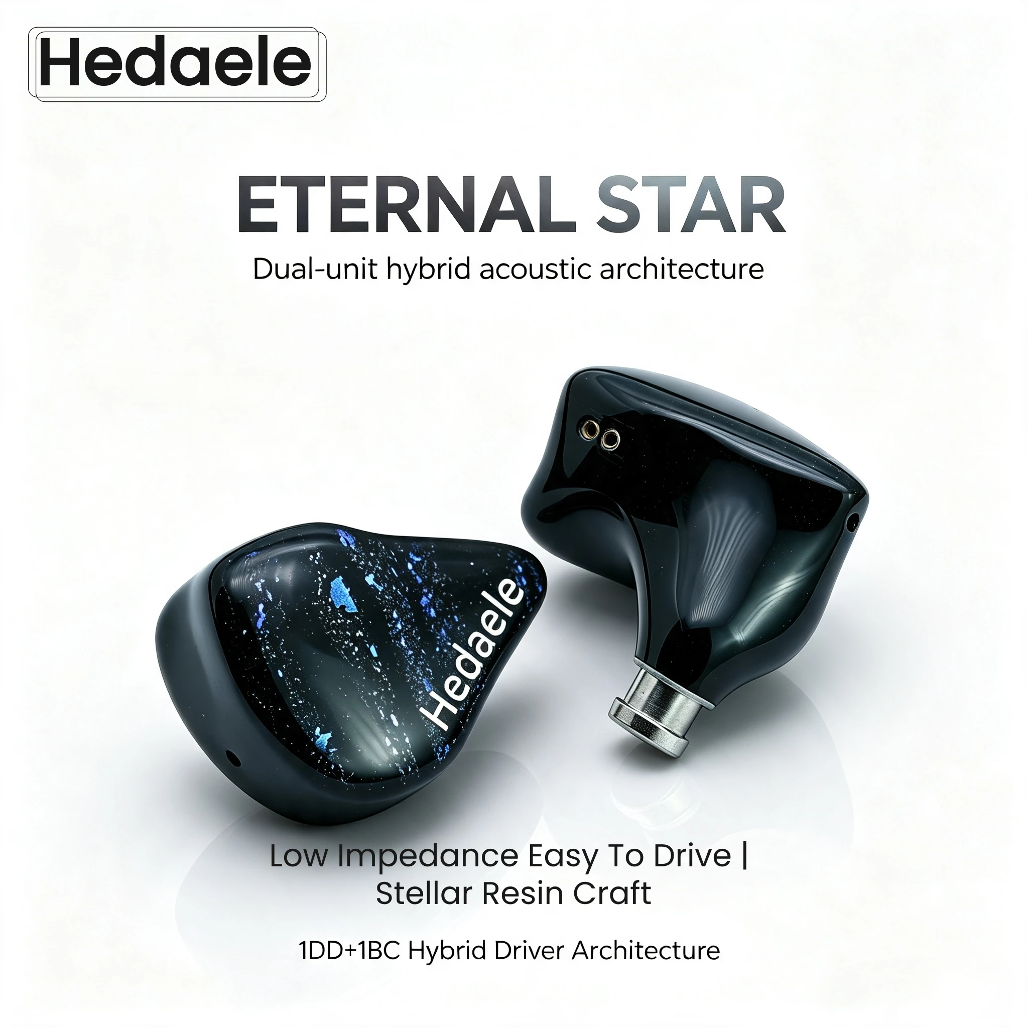 Hedaele ETERNAL STAR 1DD+1BC Гибридные внутриканальные наушники с 10-мм LCP динамическим излучателем, басовым драйвером BC, кабелем 0.78 мм 2Pin 3.5/4.4 мм для музыкантов.