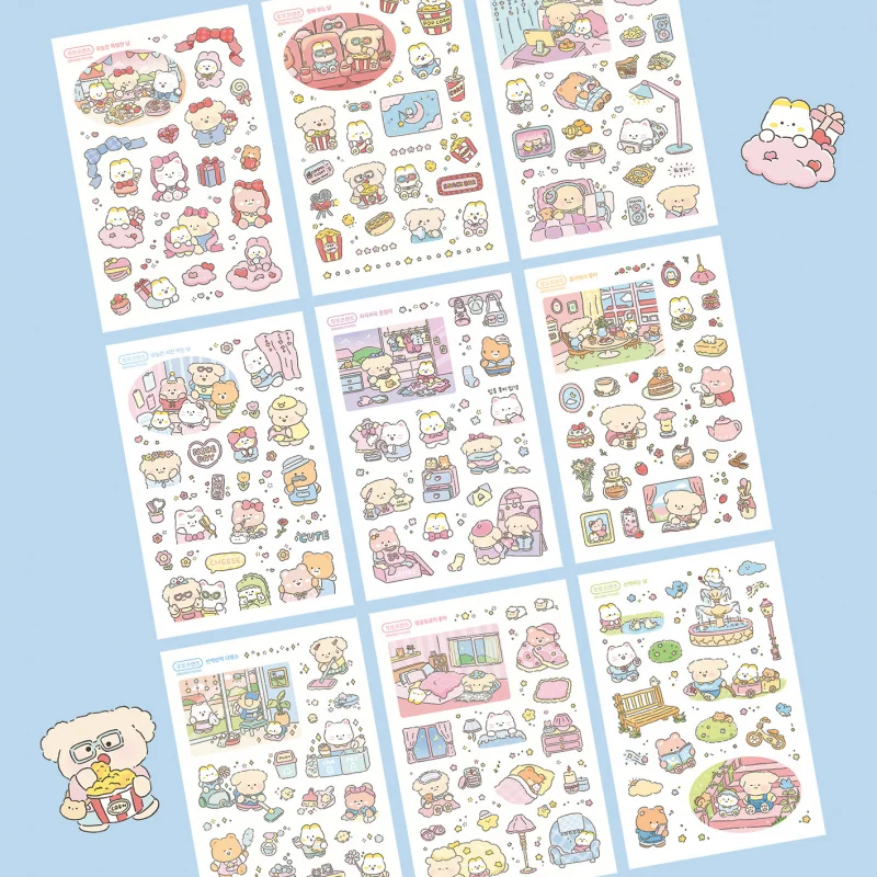 Cute Cartoon Animal Bear Stickers Handbook Diary Planner Notebook Scrapbook Stationery DIY Decorative Waterproof Stickers