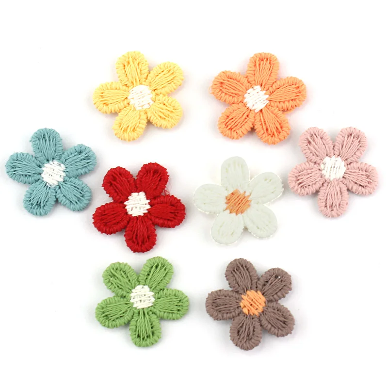 80Pcs 1.5cm Small Cute Woolen Five Petal Flower Appliques For DIY Headwear Hairpin Crafts Decoration Clothing Patch Accessories