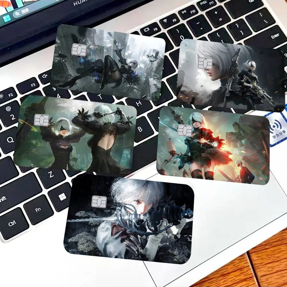 Anime N-NieR Automata Cartoon Credit Card Skin Stickers for Bank Card Bus Metro Card Sticker Waterproof Women Gift