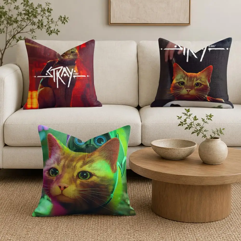 Video Game S-Stray Cushion Cover Organic Linen Square Pillow Case Durable Non-Allergenic And Kind To Skin