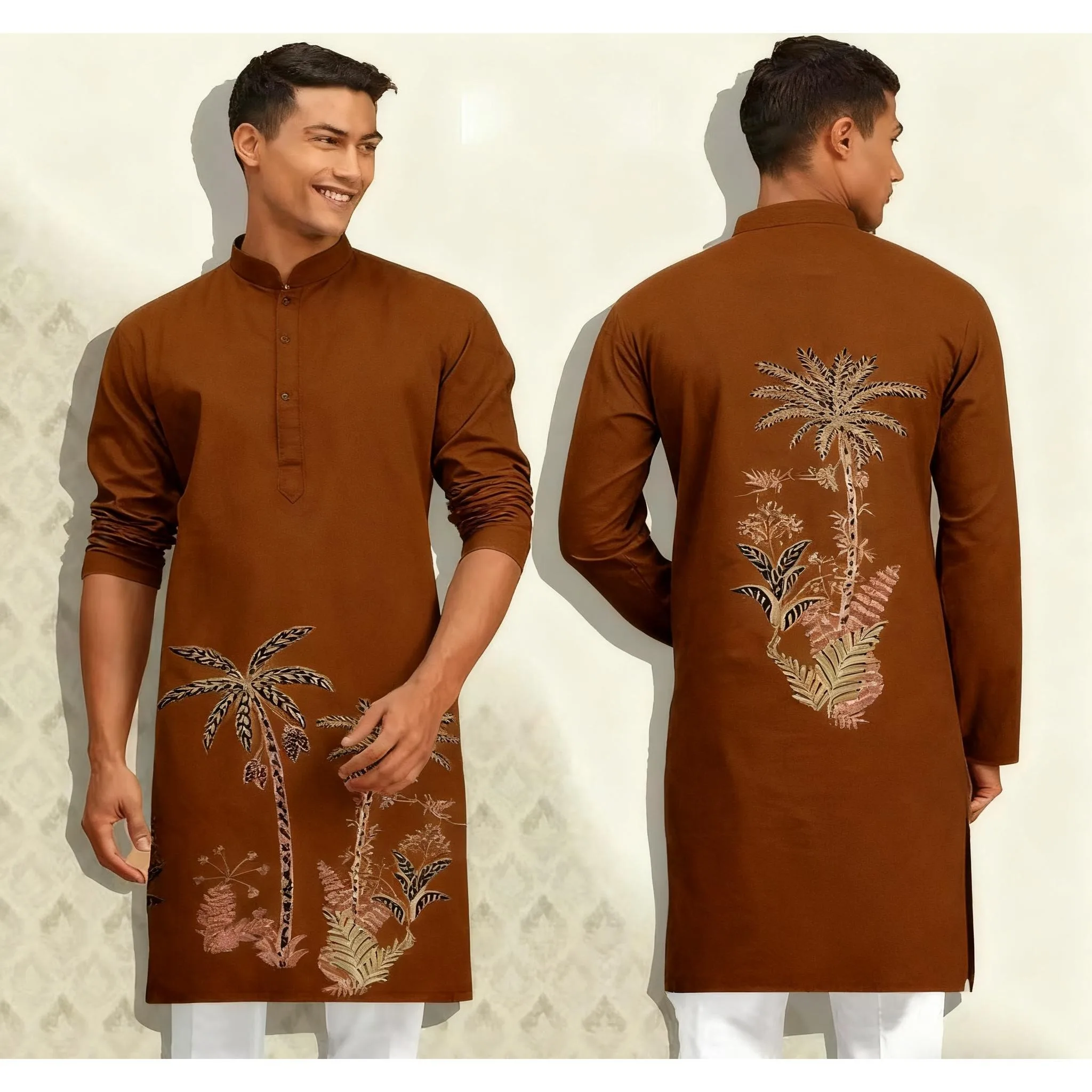 الملابس التقليدية للرجال أنماط الآسيوية والجنوبية وأطواق الماندرين وأكمام بولو للرجال على الطراز الوطني في الشرق الأوسط