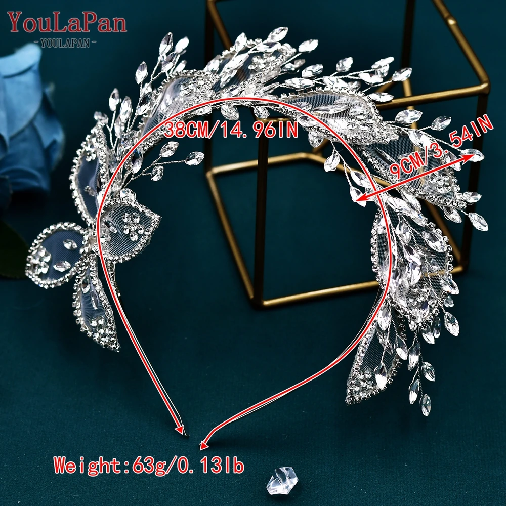 YouLaPan ślubne koronkowa opaska na głowę z kryształami górskimi ręcznie robiona biżuteria akcesoria do włosów druhny prezenty opaska z kryształami HP604