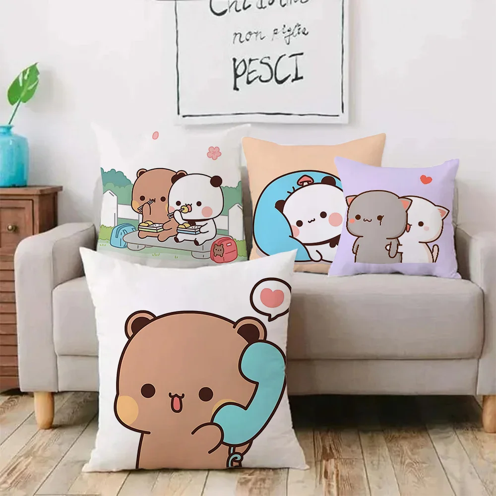 Bubu and Dudus Pillow Covers Cartoon Sofa Decorative Home Double-sided Printing Short Plush Cute Cushion Cover