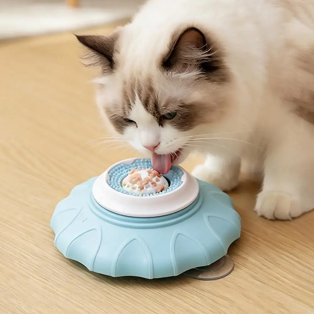 Suction Base Dog Licking Toy Rotating Ball Slow Feeder Plate Calming Distraction Toy for Bathing Grooming Anxiety Relief ABS