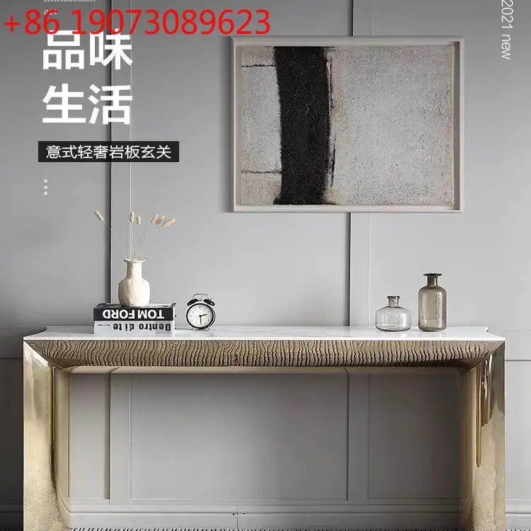 

Легкая роскошная новая входная платформа из каменной плиты, ультраузкая, с зеркальной стеной из нержавеющей стали.