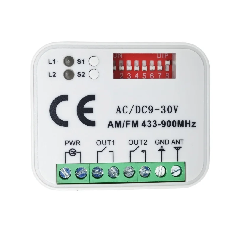 Receptor de interruptor de Control remoto 433MHz 868MHz 390 MHz receptor de frecuencia AC/DC 9-30V 433-900MHz para puerta de garaje