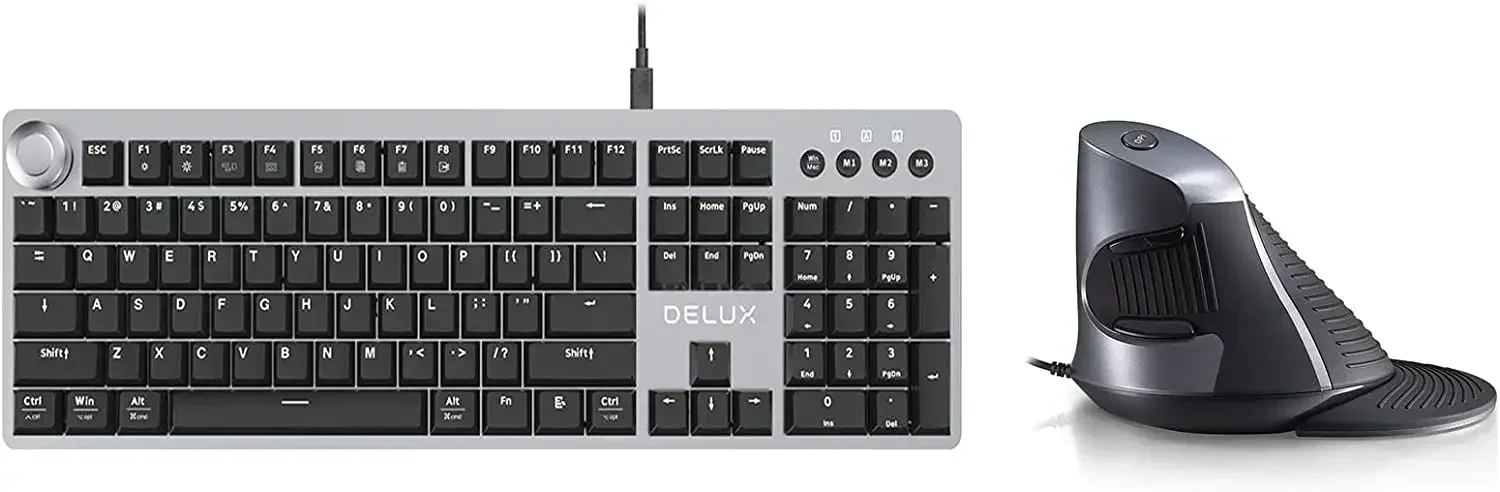 Teclado mecânico de design DELUX e mouse ergonômico