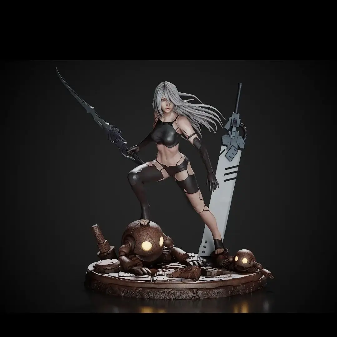 1/24 스케일 80mm 높이 수지 피규어 조립 모델 키트 검을 든 전사 소녀 조립되지 않은 도색되지 않은 3D 장난감 1327