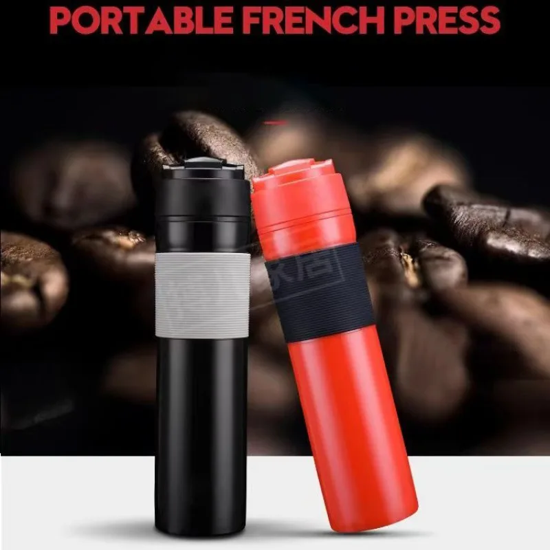 

350ml American French Press Coffee Pot with Filter Plastic Coffee Bottle Portable Travel Mug Hand Pressure Coffee Pot for Car