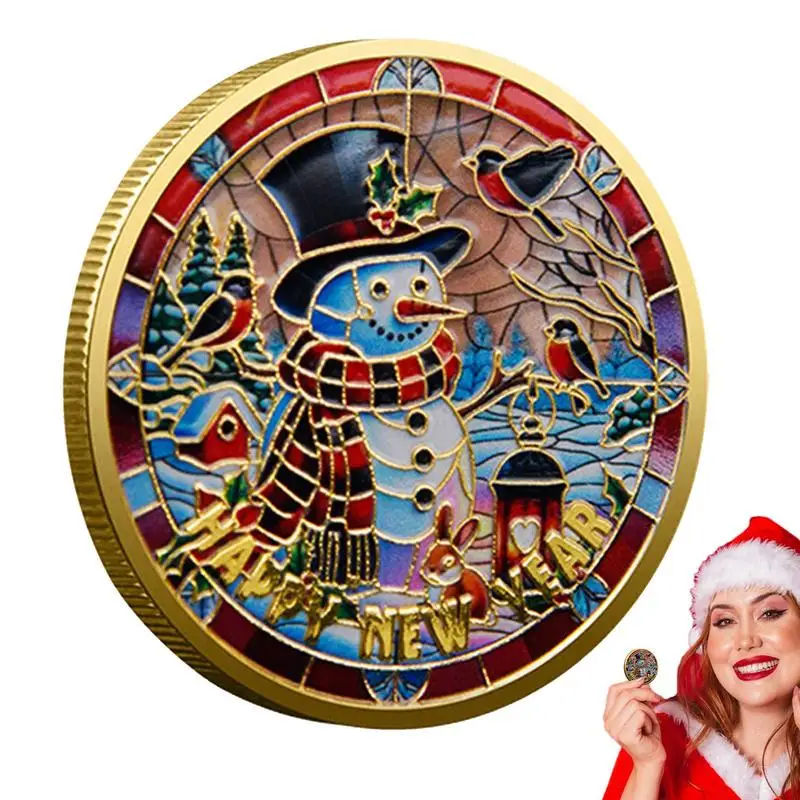 Merry Christmas Coin Snowman Santa Metal Coin Christmas Commemorative Coin Collectible Coin Souvenir for Christmas Stocking
