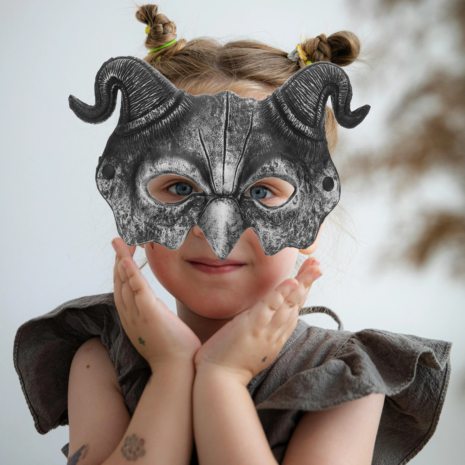 

RAM Horns Halloween Demon Mask Half Face Goat Skull Animal Masquerade Cosplay Costume Party Scary Headgear Masquerade Mask Horns