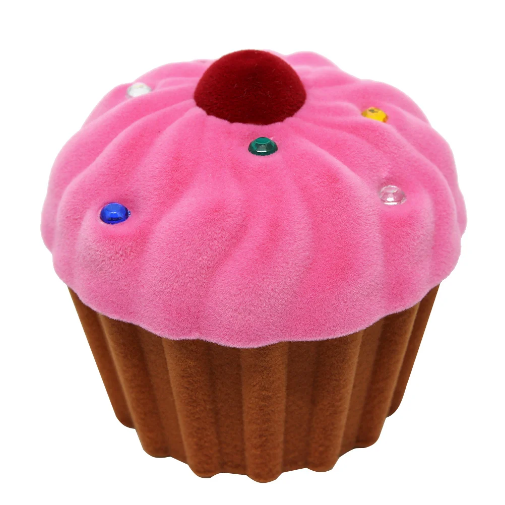 كعكة كأس شكل صندوق خاتم القهوة الوردي لقلادة القرط مجوهرات تخزين هدية منظم حلية صغيرة عرض المجوهرات