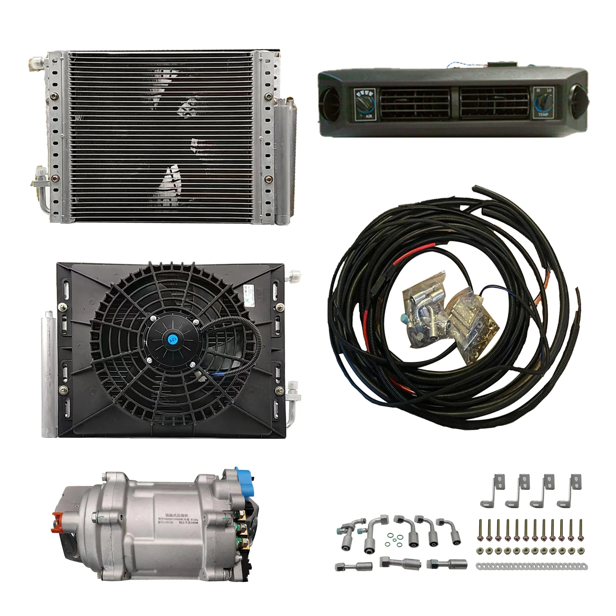 Under Dash Car Air Conditioning Kit 12V Cooling Evaporator electrical Compressor 3 Level complete air conditioner for old car