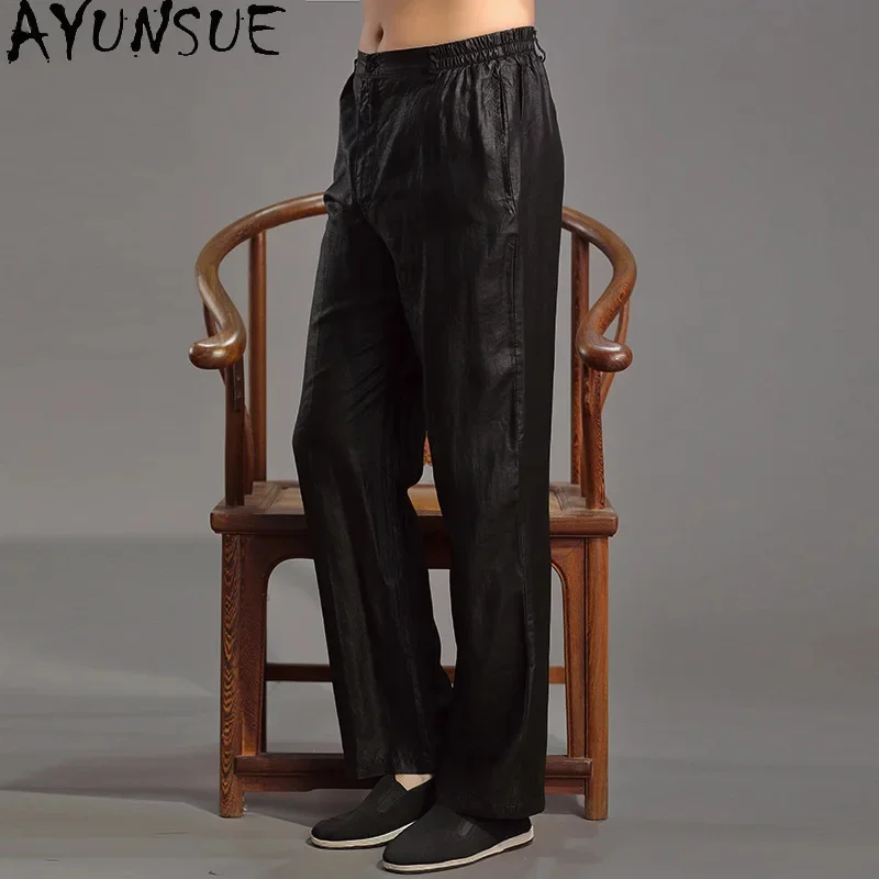 AYUNSUE High Quality Men Trousers Straight Pants Spring Summer Mens Clothing Casual Chinese Style Black Pantalones Hombre