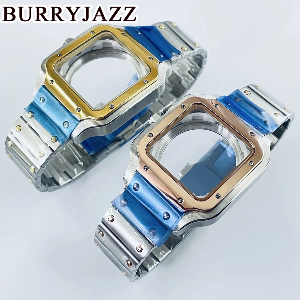 BURRYJAZZ حافظة ساعة مربعة 38 مللي متر لحركات NH35 NH36 مجموعة حافظة أوتوماتيكية 316L ساعة فولاذية إصلاح وتعديل أجزاء ساعة