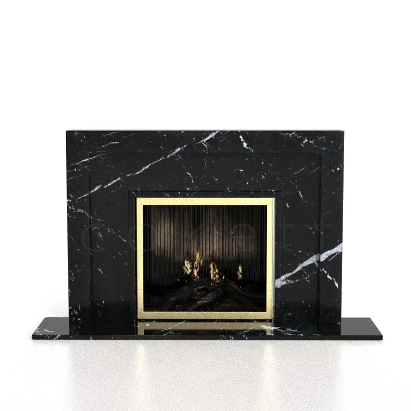 

R Marble Fireplace Light Luxury Designer Villa Living Room Wall Mantel Decorative Cabinet