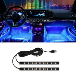 Car Neon Light Foot Light LED Interior Decoration Backlight Cigarette Lighter 5V USB Atmosphere Lamp Vehicle Accessories
