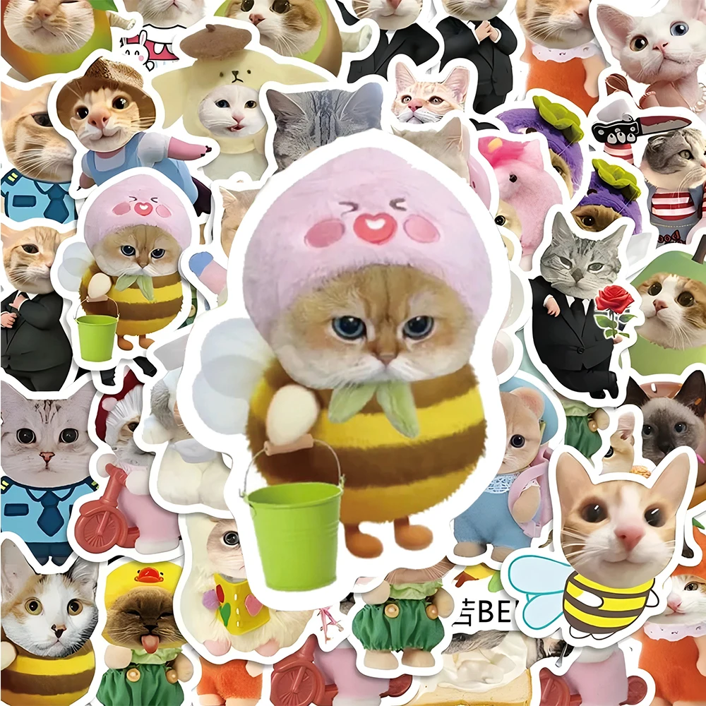 10/30/62pcs Funny Cute Meme Cat Graffiti Stickers Cartoon Waterproof DIY Luggage Laptop Notebook Guitar Kawaii Decoration Decals