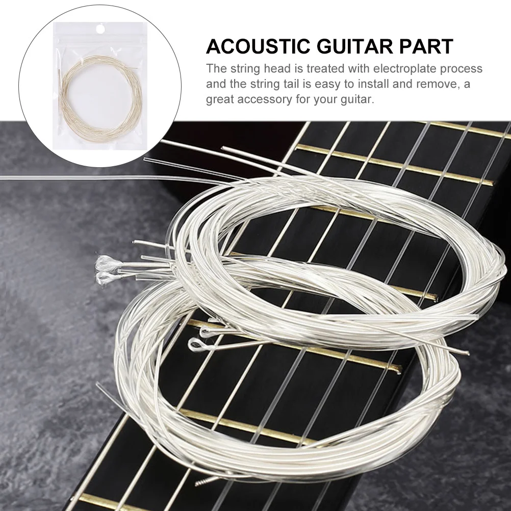 

2 Bags Acoustic Guitar Strings Durable Steel Core Electroplated Head Replacement for Folk Classical Guitar