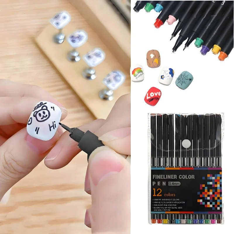 

12 Colours Nail Tip Graffiti Dotting Pen Nail Art Pen Liner Drawing Painting Manicure Brush for DIY Pattern Design Nail Pen Set