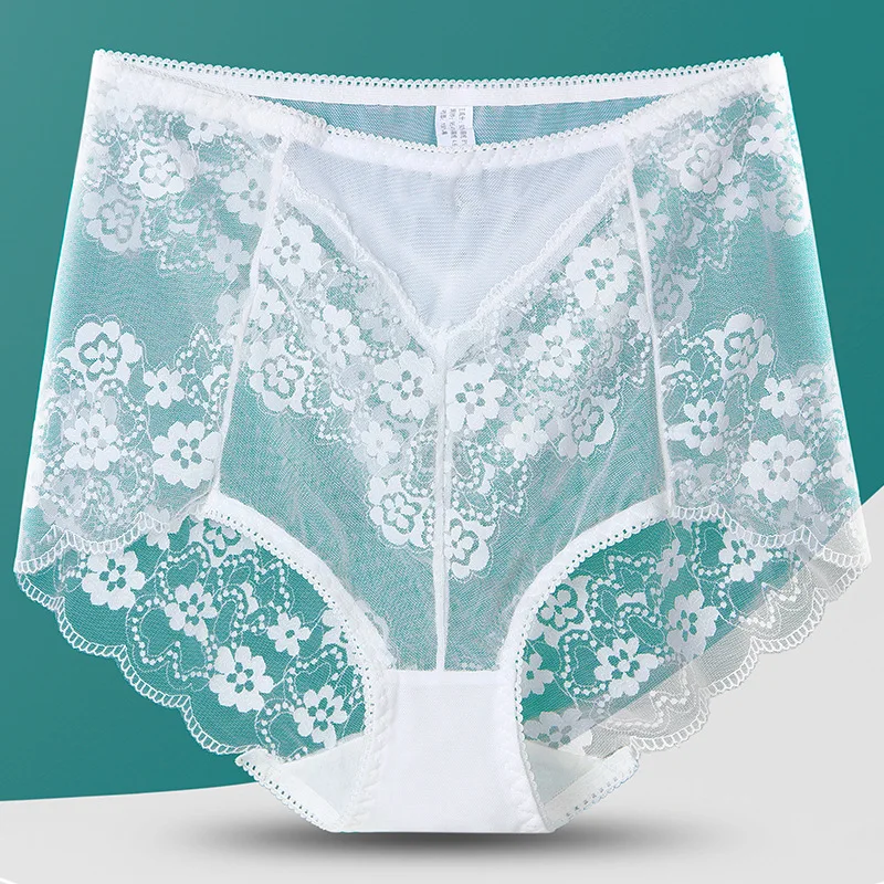 1pcs Sexy Lace Panties Women\'s Underpants Solid Color Large Size High waist Briefs Breathable Lift buttocks Female Underwear