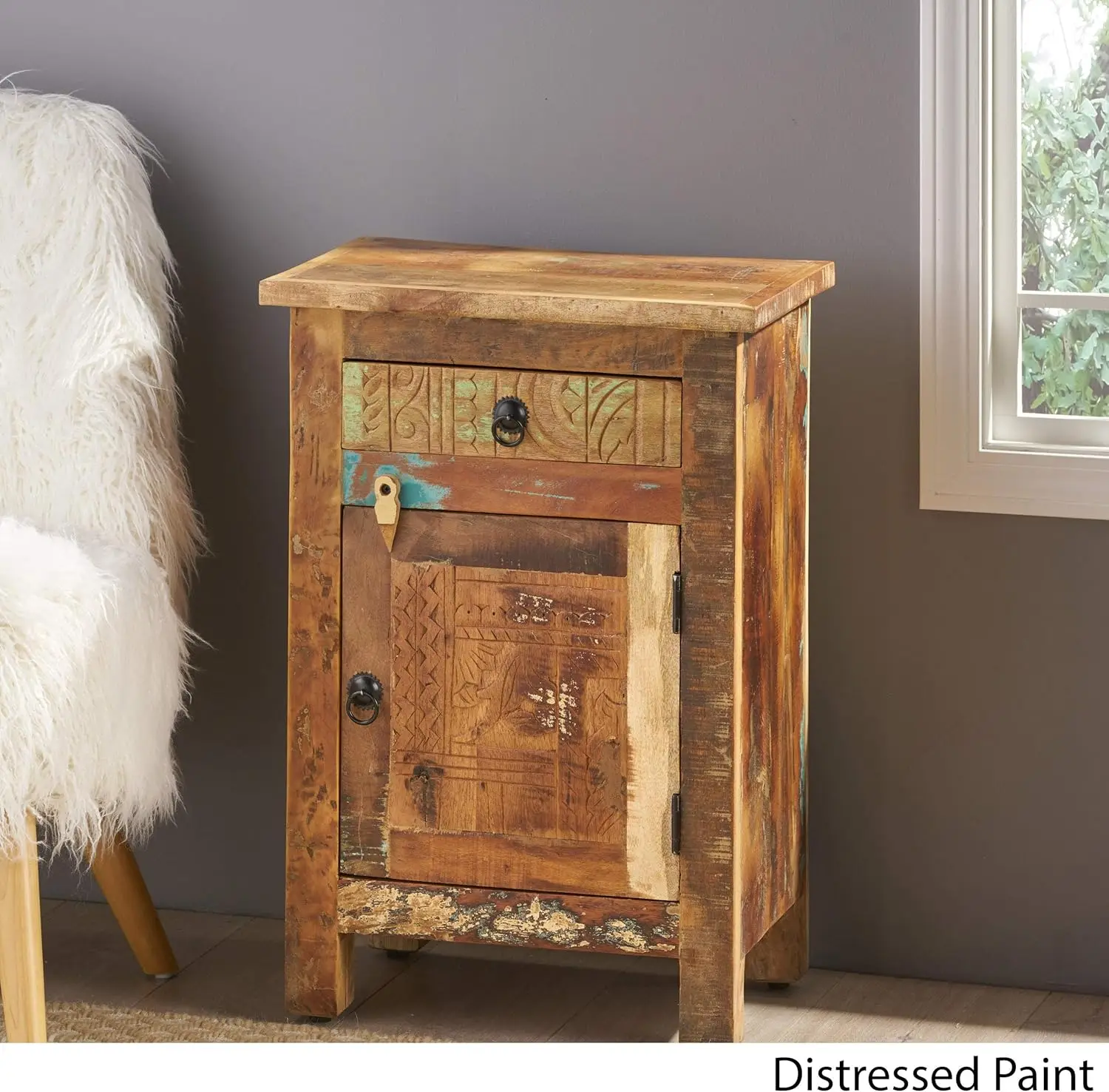 Gdfstudio Distressed End Table, Distressed Paint