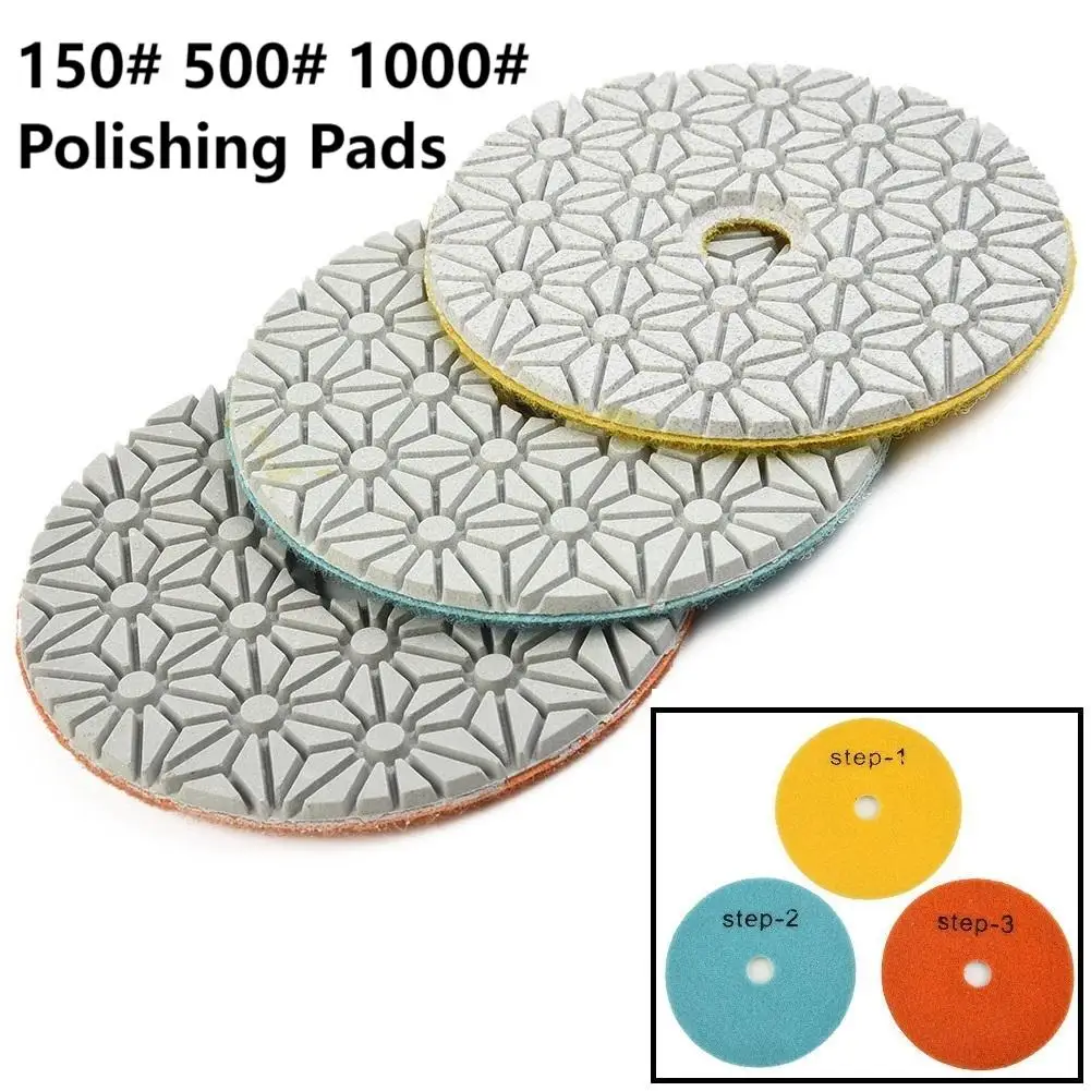 Diamant polier pads 4 Zoll nass/trocken 3-Stufen-Polierscheibe 100mm für Granitstein Beton Marmor Holz Auto Schleifen