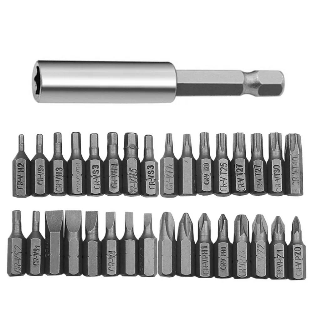 Imagem -03 - Suporte Magnético Broca Ferramentas Oco Sólida Chave de Fenda Bit 33 Pcs Chave de Fenda Bits 6.35 mm