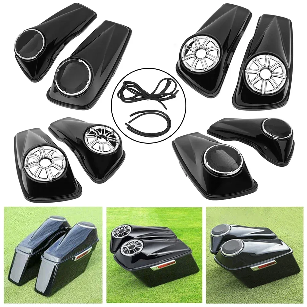 

6.5" Motorcycle Saddlebags Speaker Lids With Horn For Harley Touring FLHT FLHTCU Electra Glide Road Glide Road King 2014-2021