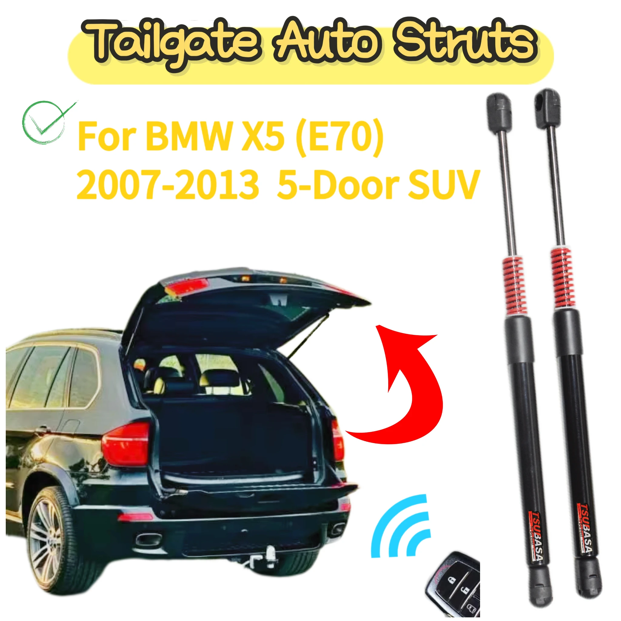 Auto Struts With Springs For BMW X5 (E70) 2007-2013 SUV Rear Tailgate Trunk Boot Automatic Pop Up Lift Supports Shock Damper Rod