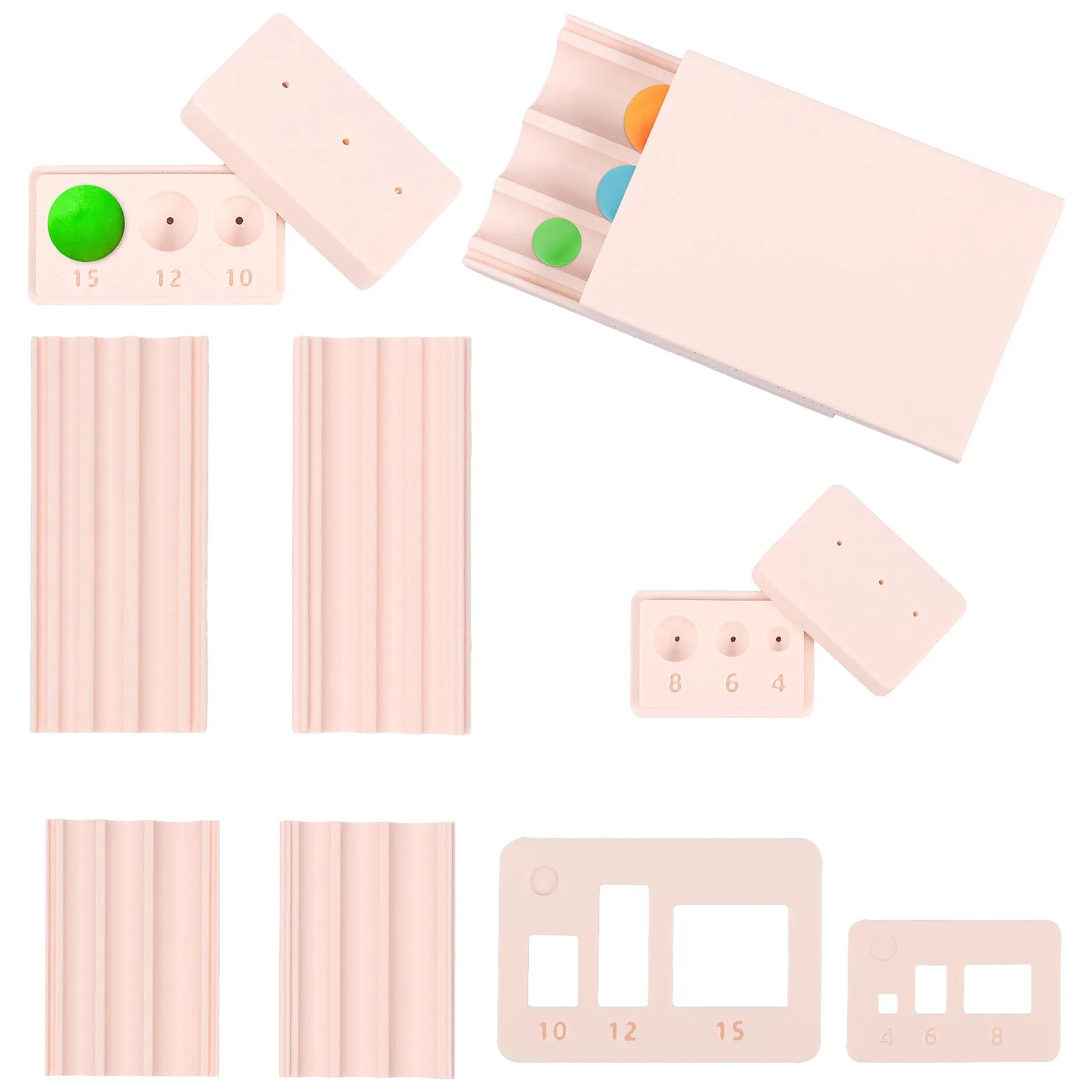 

2Pcs Polymer Clay Bead Roller with 2 Polymer Clay Bead Hole Maker and 2 Measuring Tool for Uniform Earring Pendants and Craft