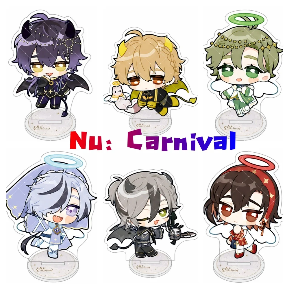 10cm Creative Cartoon Game Anime NU: Carnival Love Pop Acrylic Stand Aster Figure Eiden Statue Garu Desk Ornaments FansKEY CHAIn