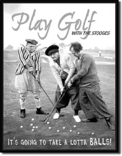 Three Stooges Classic Comedy Golf  Lotta Balls Retro Wall Decor Metal Tin Sign