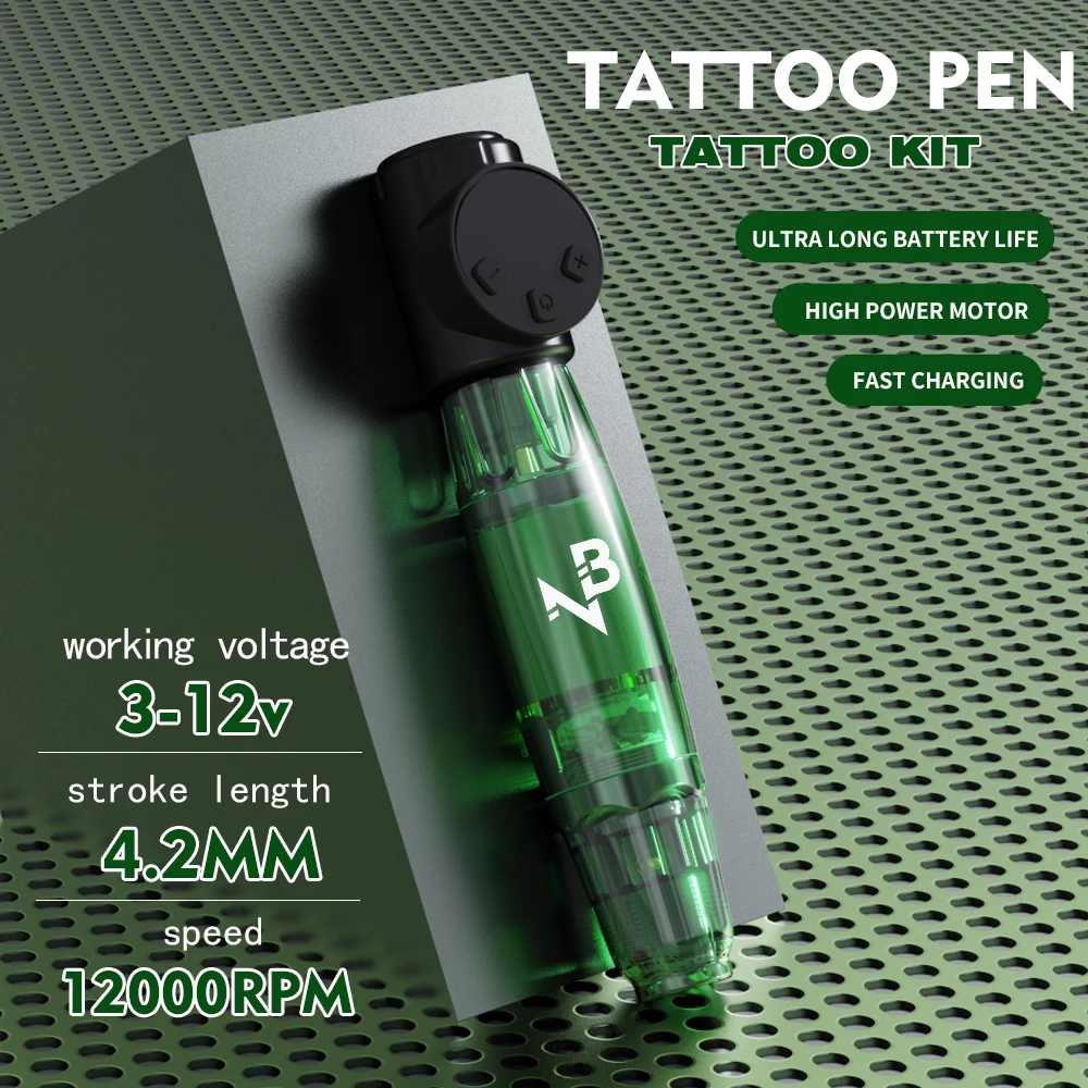 Kompletny zestaw do tatuażu Goldplume, bezprzewodowy zestaw maszynki do tatuażu, zestaw pistoletu do tatuażu z zasilaczem 1100 mAh, 10 igieł do tatuażu i 7 butelek tuszu do tatuażu oraz inne akcesoria do tatuażu, kompletny zestaw do tatuażu odpowiedni dla początkujących i mistrzów tatuażu.