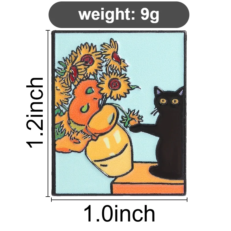 24 verschiedene schwarze Katzen-Emaille-Pins, niedliche Bücherwurm-Kätzchenpfoten-Broschen, literarische Anstecknadeln, Sonnenblumen-Hexenbesen-Schmuck, Geschenk für Freunde – Detail 1