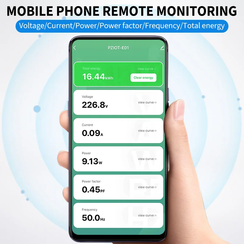 PZIOT-E01 Single-phase AC Din Rail Wifi Smart kWh Energy Meter Power Consumption Meter Watt Meter Voltmeter Ammeter